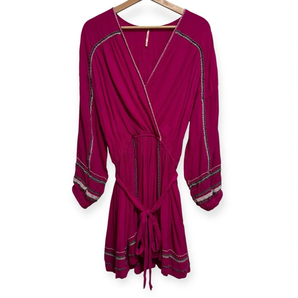 Free People‎ Embroidered Delilah Wrap Dress Small